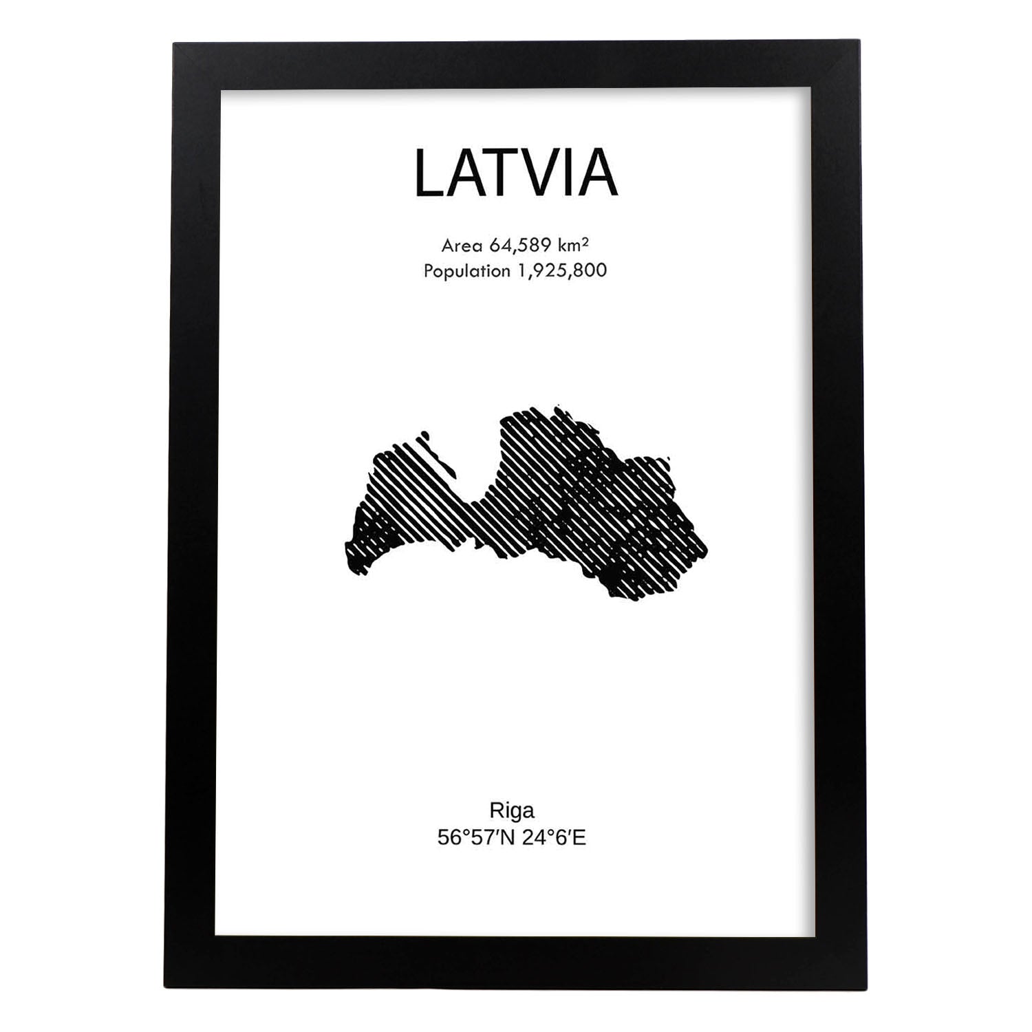 Poster de Latvia. Láminas de paises y continentes del mundo.-Artwork-Nacnic-A3-Marco Negro-Nacnic Estudio SL