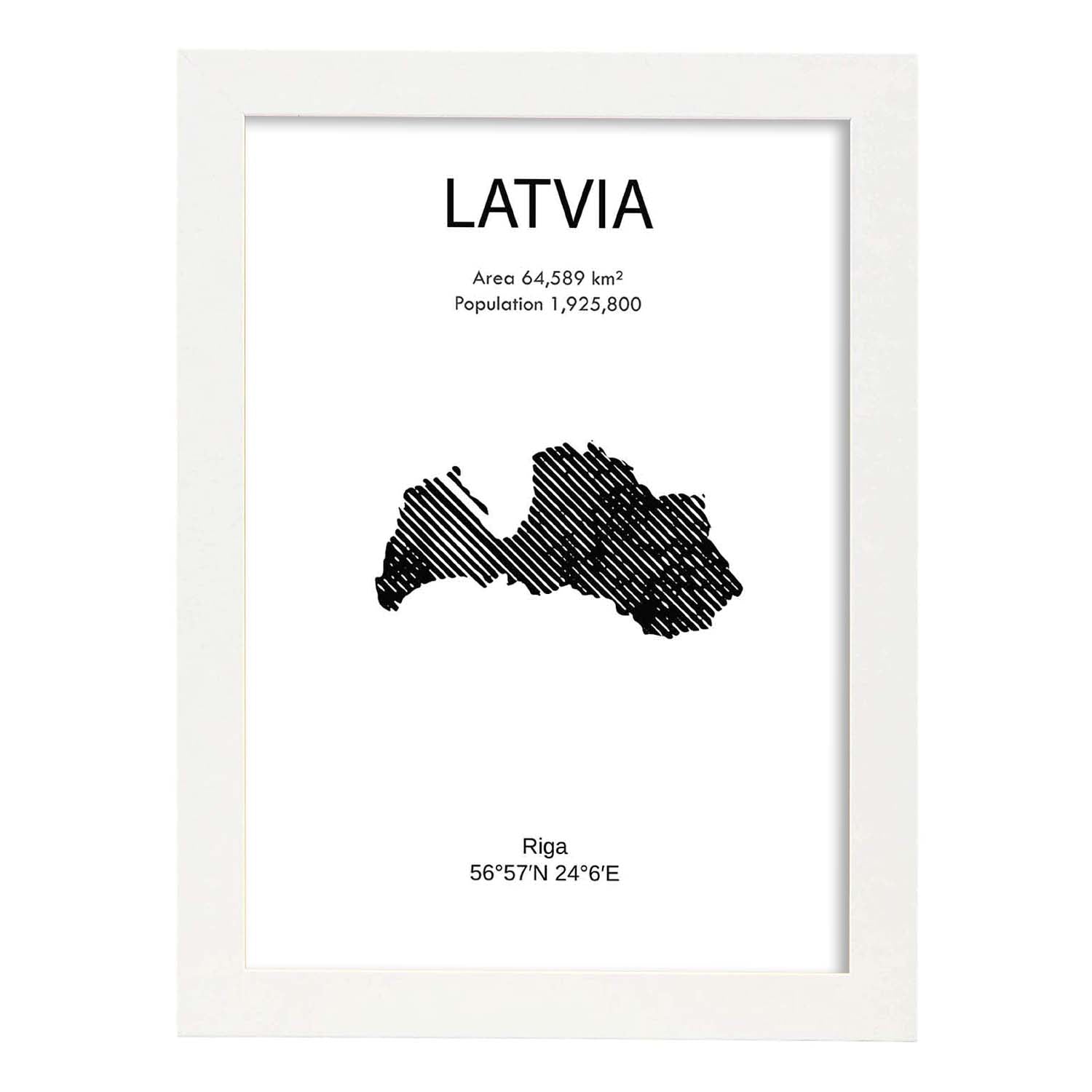Poster de Latvia. Láminas de paises y continentes del mundo.-Artwork-Nacnic-A4-Marco Blanco-Nacnic Estudio SL