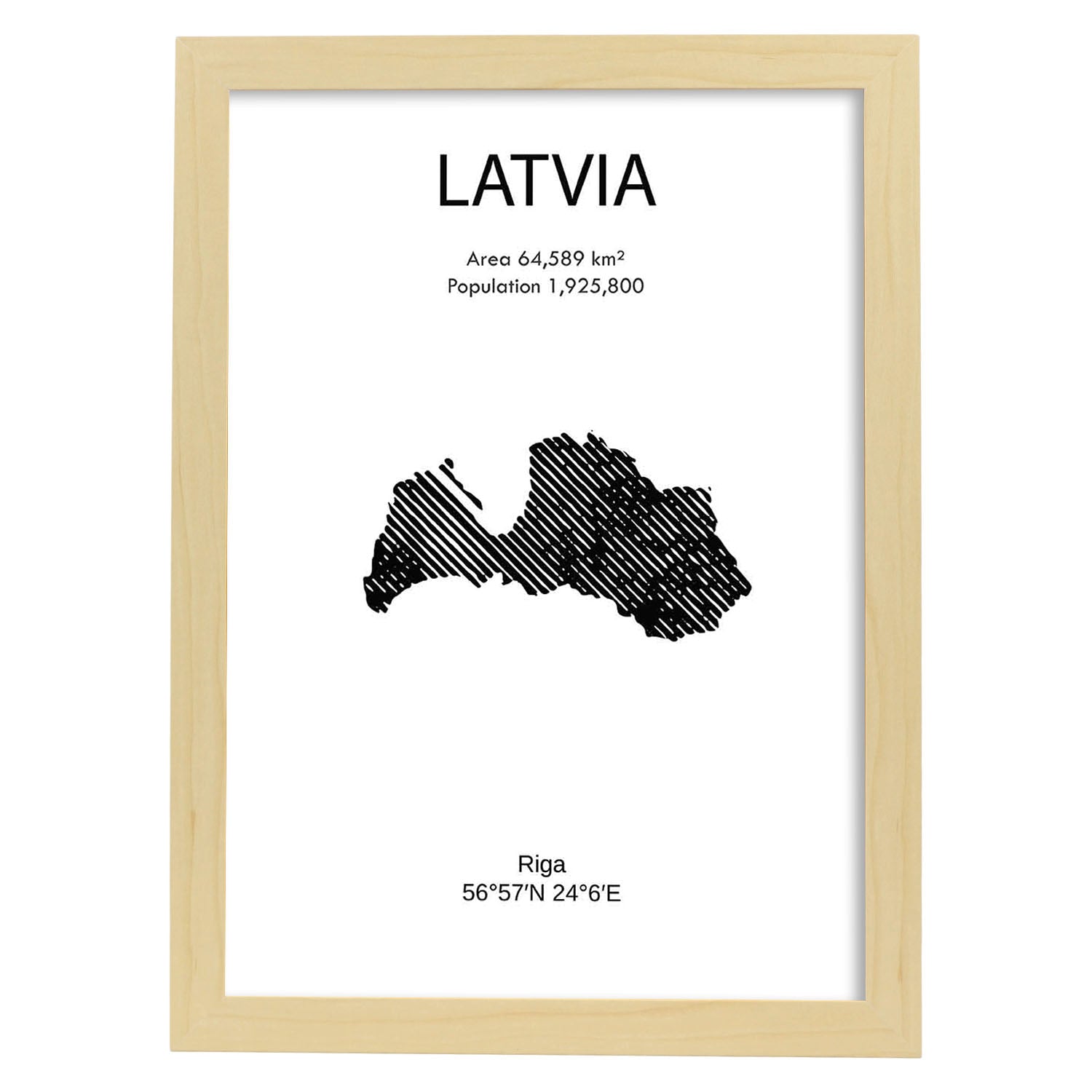 Poster de Latvia. Láminas de paises y continentes del mundo.-Artwork-Nacnic-A4-Marco Madera clara-Nacnic Estudio SL