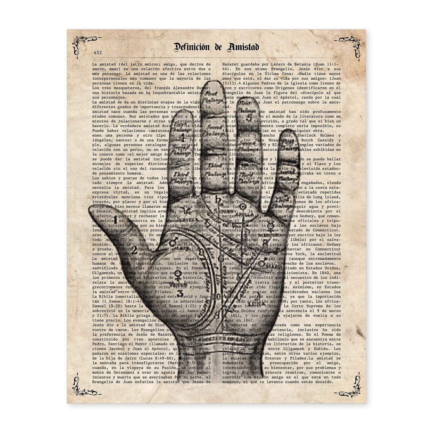 Poster de Lectura de mano.Láminas vintage para Posters con diseño vintage y definiciones.-Artwork-Nacnic-A4-Sin marco-Nacnic Estudio SL