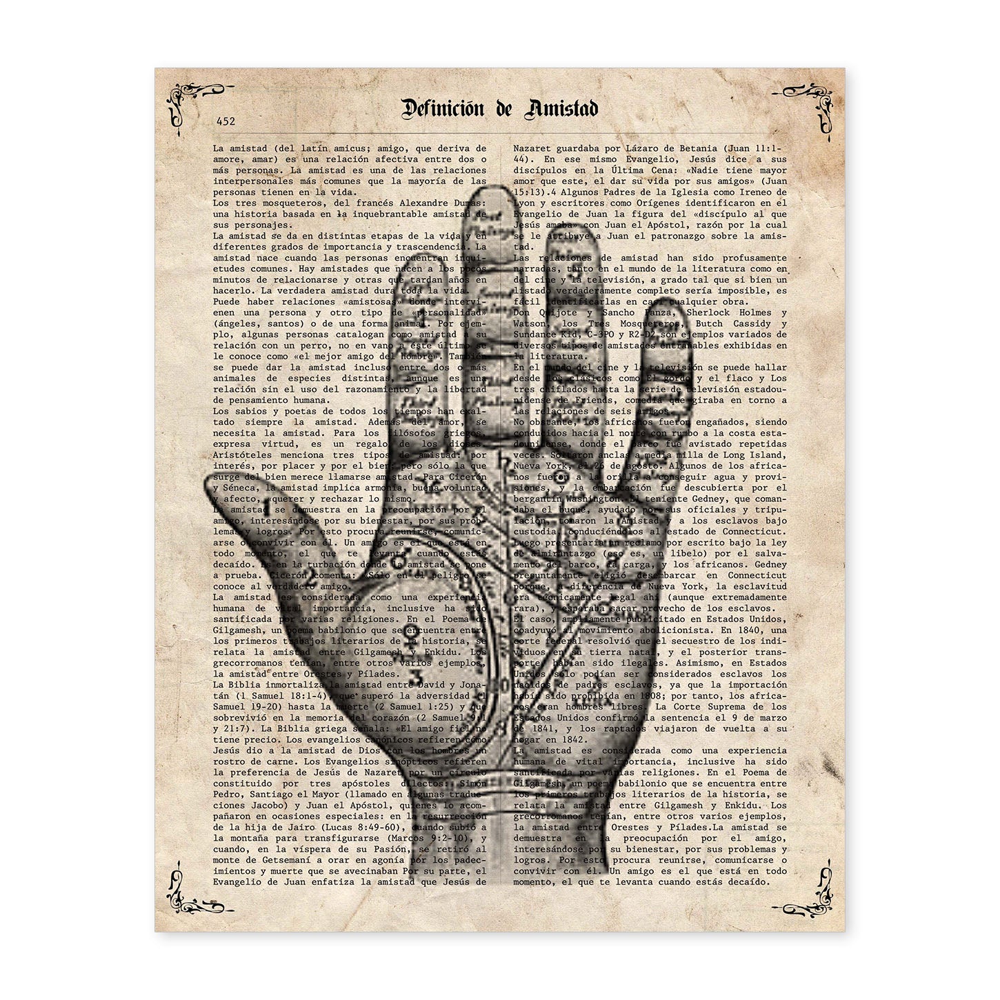 Poster de Lectura de mano.Láminas vintage para Posters con diseño vintage y definiciones.-Artwork-Nacnic-A4-Sin marco-Nacnic Estudio SL