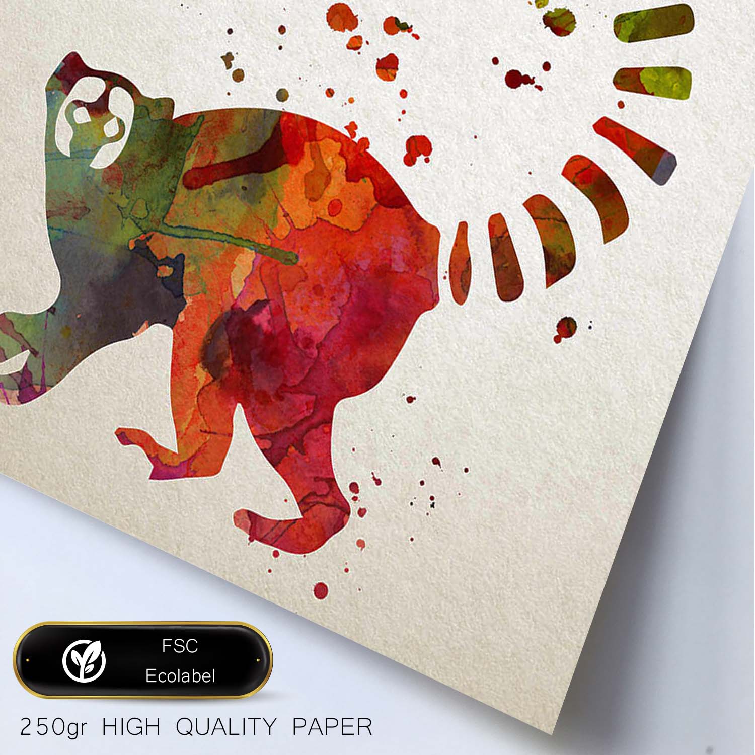 Poster de Lemur estilo acuarela. Láminas de animales con estilo acuarela-Artwork-Nacnic-Nacnic Estudio SL