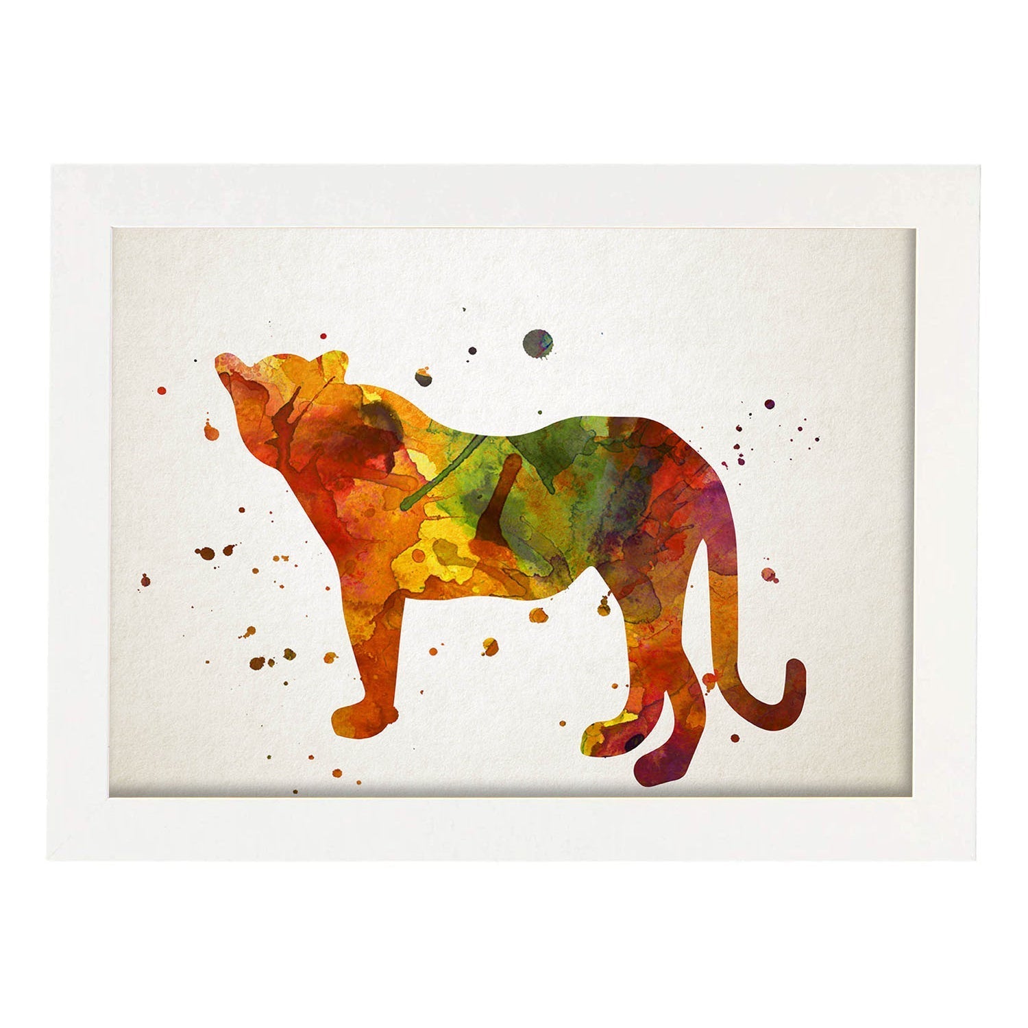 Poster de Leopardo estilo acuarela. Láminas de animales con estilo acuarela-Artwork-Nacnic-A3-Marco Blanco-Nacnic Estudio SL