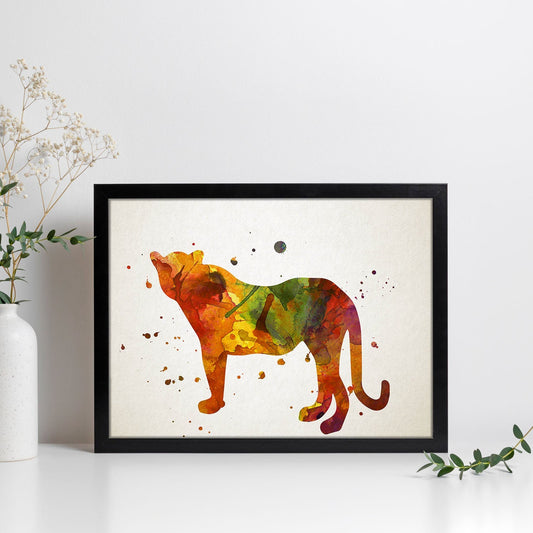 Poster de Leopardo estilo acuarela. Láminas de animales con estilo acuarela-Artwork-Nacnic-Nacnic Estudio SL