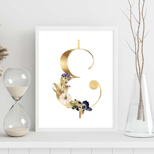 Poster de letra &. Lámina estilo Dorado Floral con imágenes del alfabeto.-Artwork-Nacnic-Nacnic Estudio SL