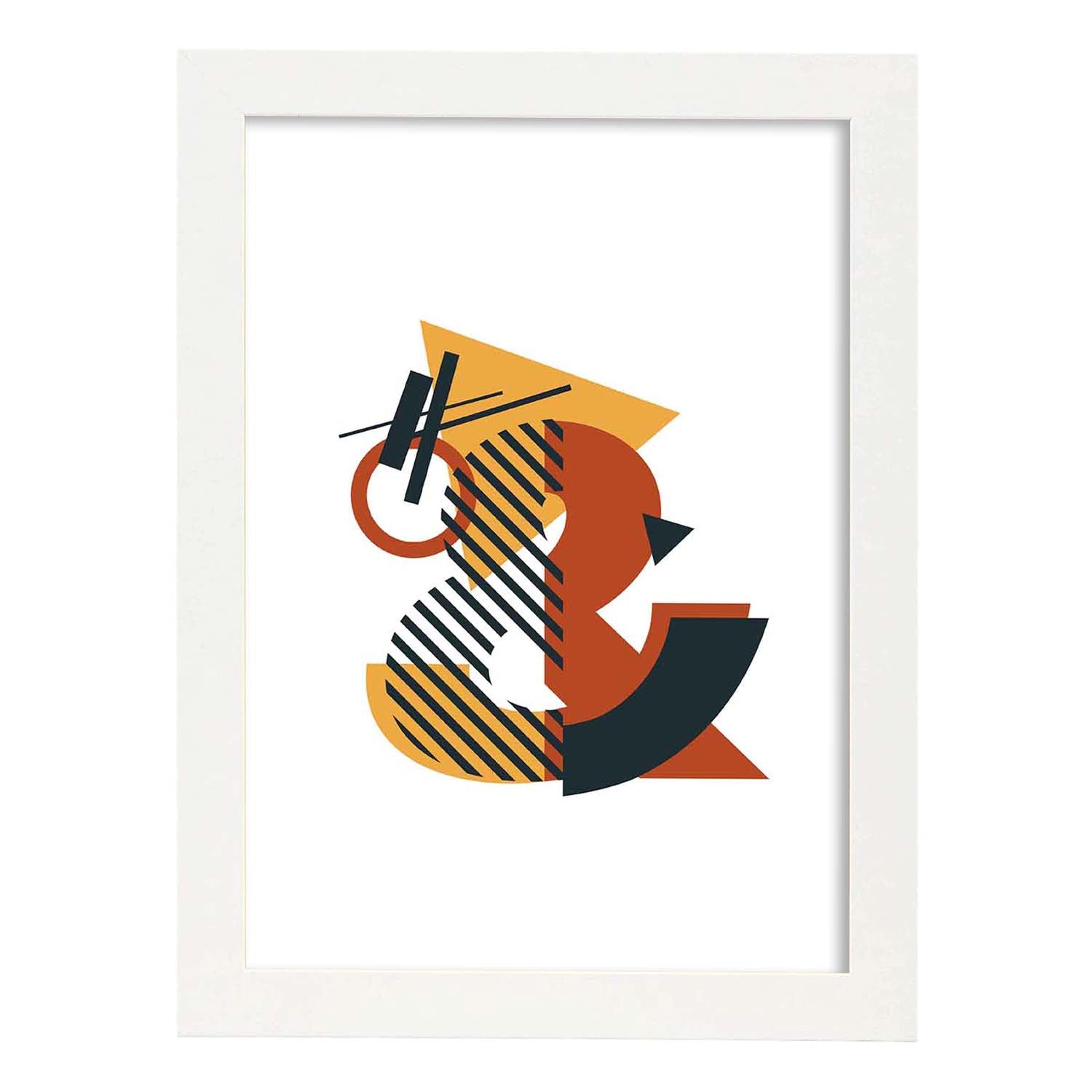 Poster de letra &. Lámina estilo Geometria con formas con imágenes del alfabeto.-Artwork-Nacnic-A3-Marco Blanco-Nacnic Estudio SL