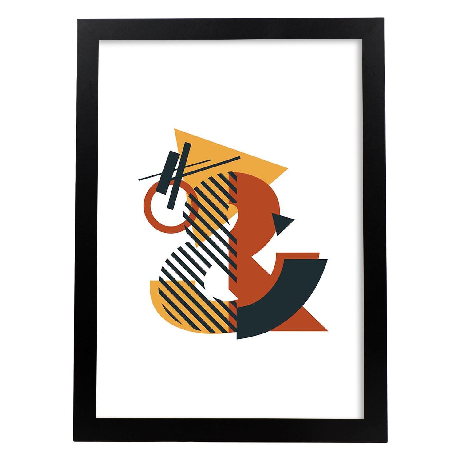 Poster de letra &. Lámina estilo Geometria con formas con imágenes del alfabeto.-Artwork-Nacnic-A3-Marco Negro-Nacnic Estudio SL