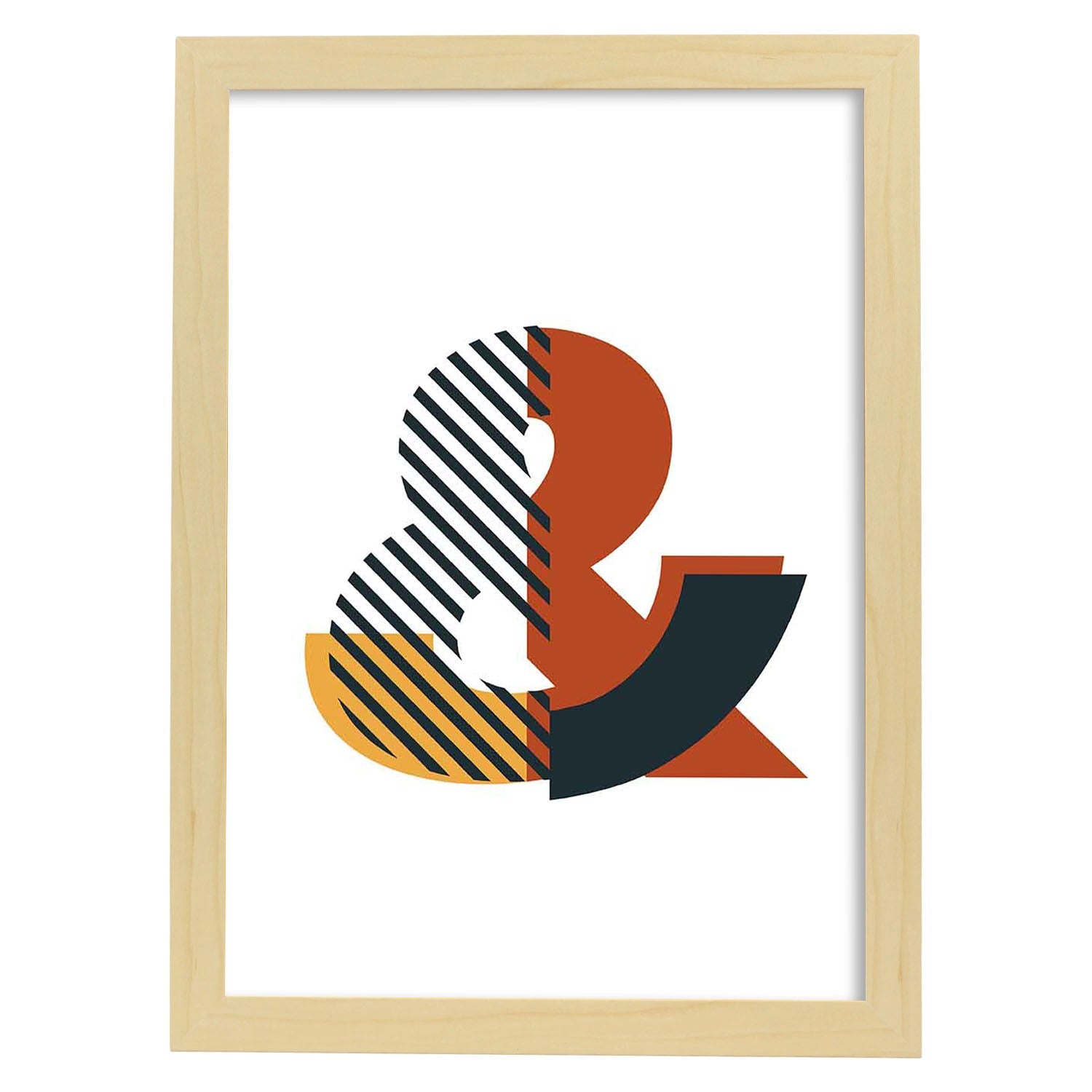 Poster de letra &. Lámina estilo Geometria con imágenes del alfabeto.-Artwork-Nacnic-A3-Marco Madera clara-Nacnic Estudio SL