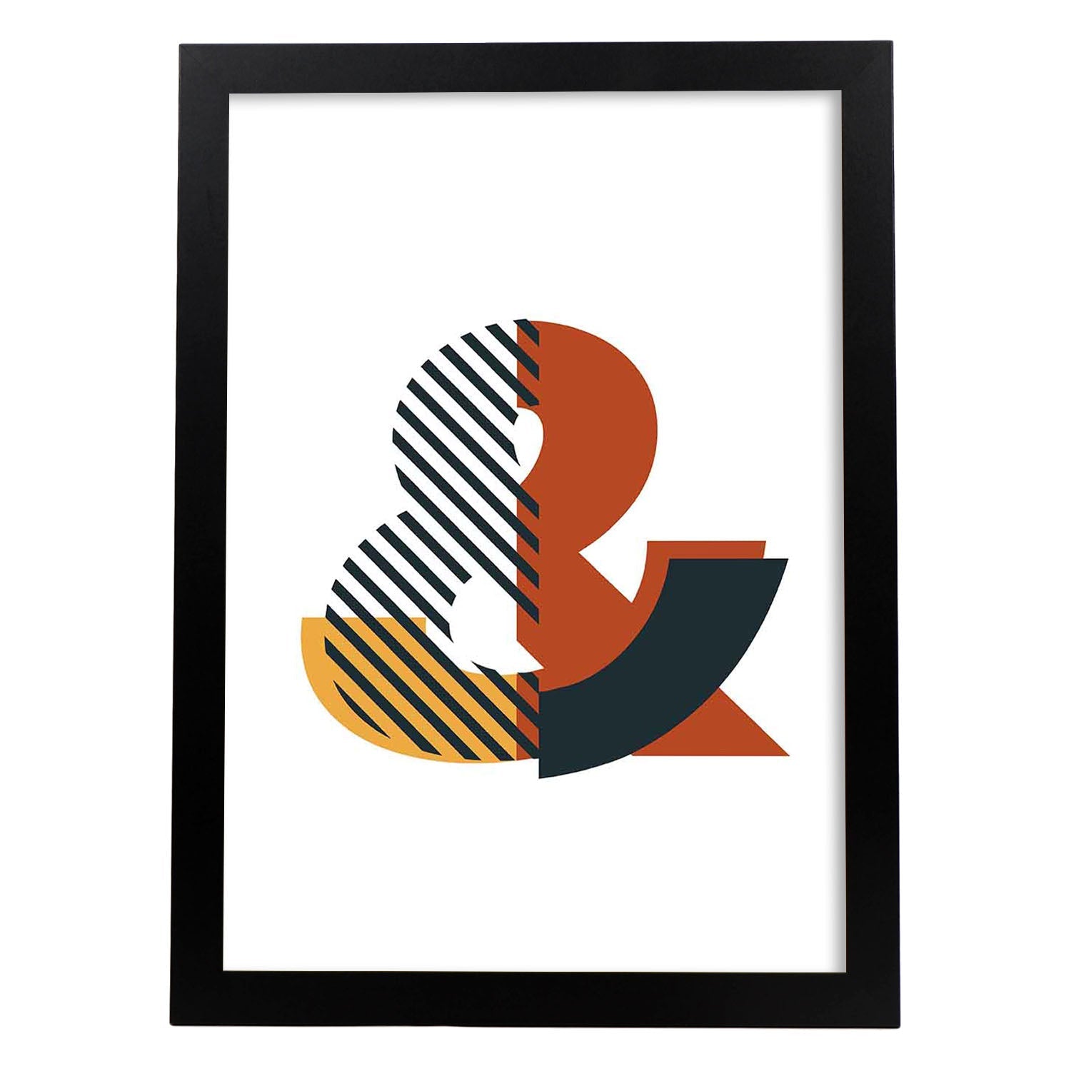 Poster de letra &. Lámina estilo Geometria con imágenes del alfabeto.-Artwork-Nacnic-A3-Marco Negro-Nacnic Estudio SL
