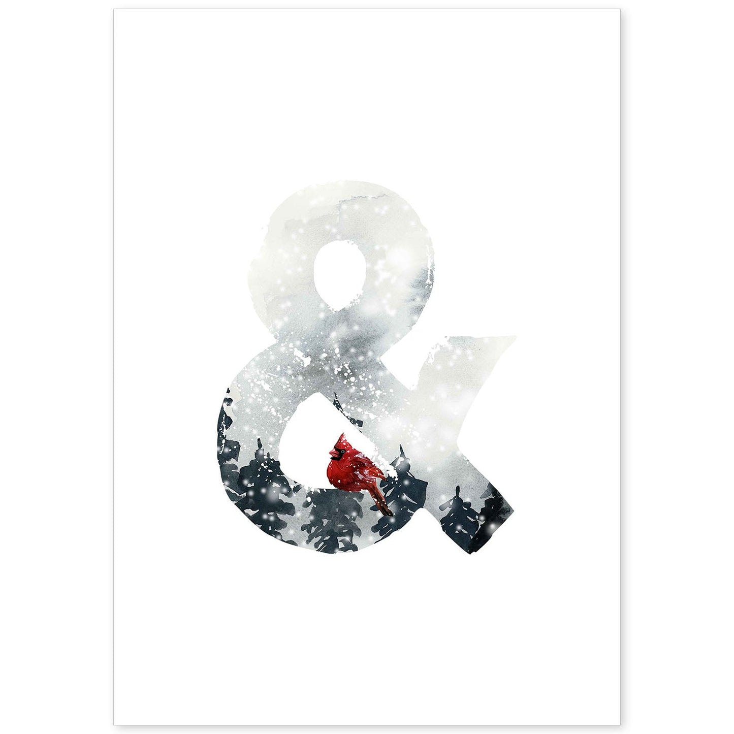 Poster de letra &. Lámina estilo Invierno con imágenes del alfabeto.-Artwork-Nacnic-A4-Sin marco-Nacnic Estudio SL