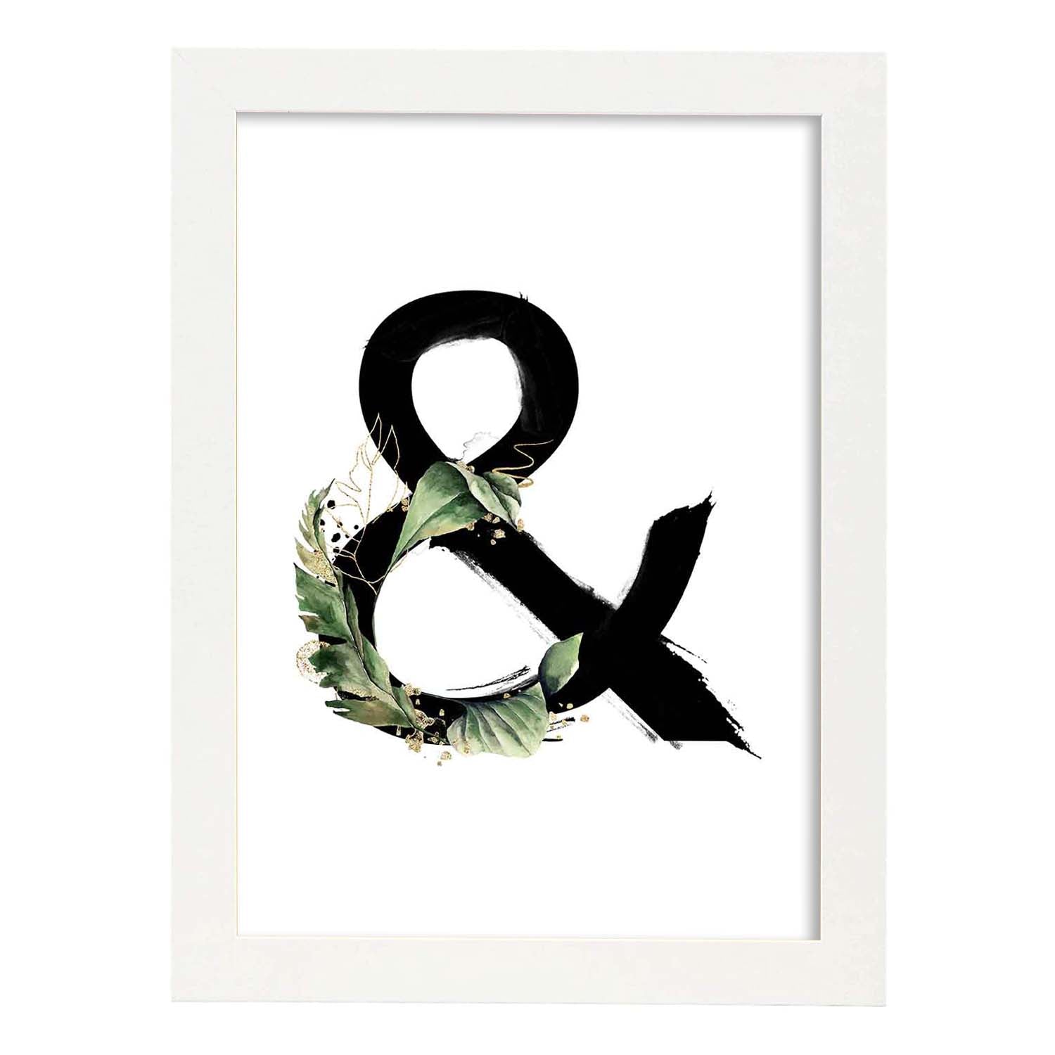 Poster de letra &. Lámina estilo Jungla Negra con imágenes del alfabeto.-Artwork-Nacnic-A3-Marco Blanco-Nacnic Estudio SL