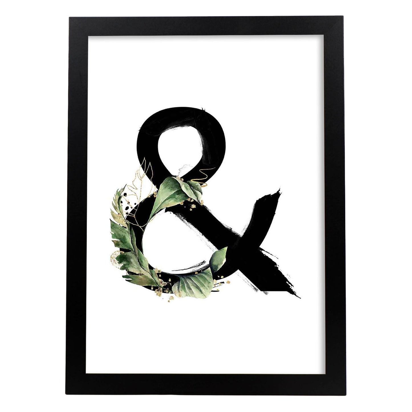 Poster de letra &. Lámina estilo Jungla Negra con imágenes del alfabeto.-Artwork-Nacnic-A3-Marco Negro-Nacnic Estudio SL