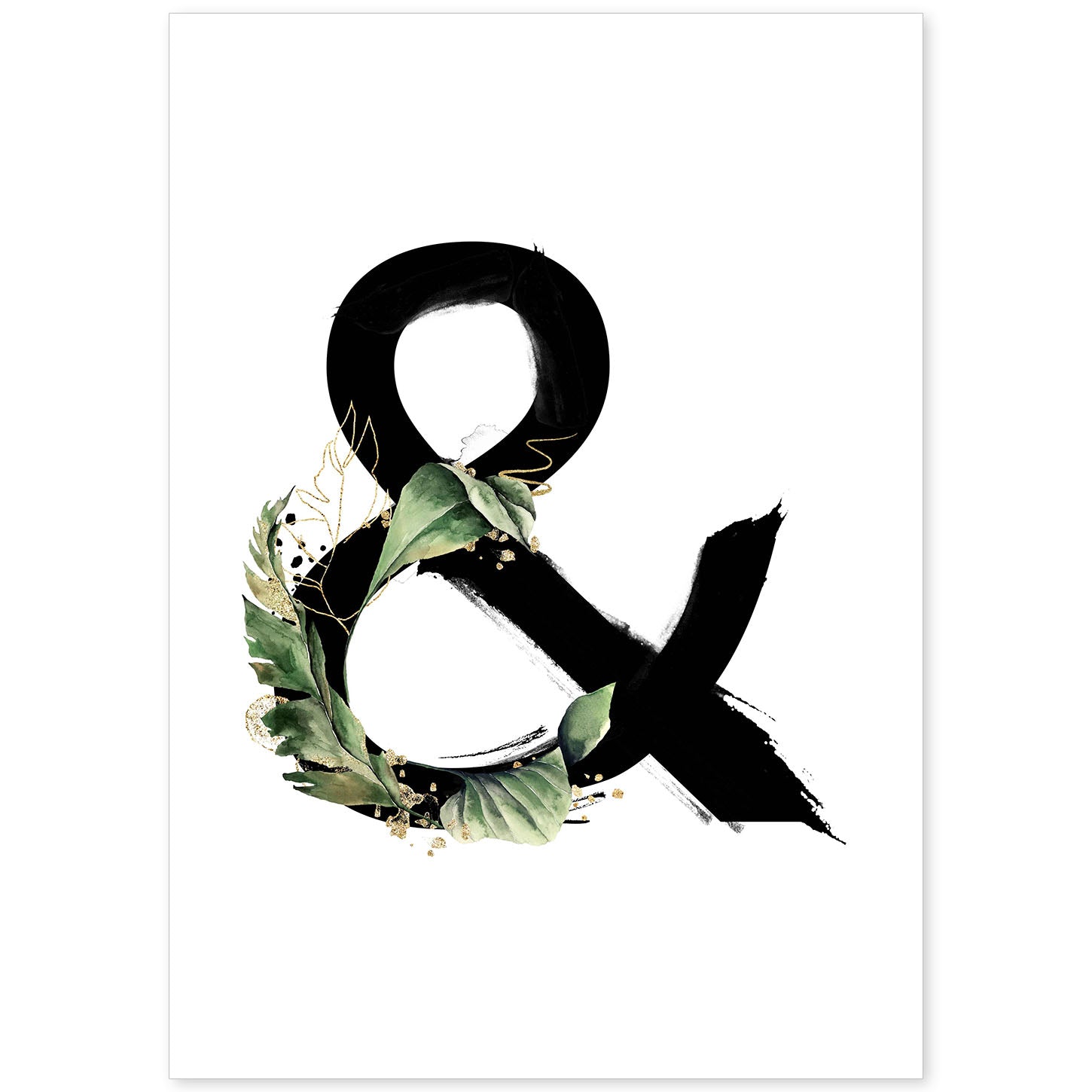Poster de letra &. Lámina estilo Jungla Negra con imágenes del alfabeto.-Artwork-Nacnic-A4-Sin marco-Nacnic Estudio SL