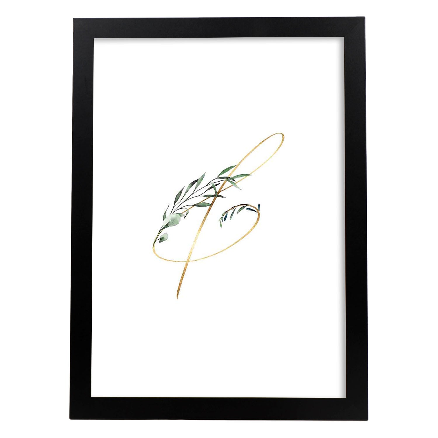 Poster de letra &. Lámina estilo Verde Fino con imágenes del alfabeto.-Artwork-Nacnic-A3-Marco Negro-Nacnic Estudio SL