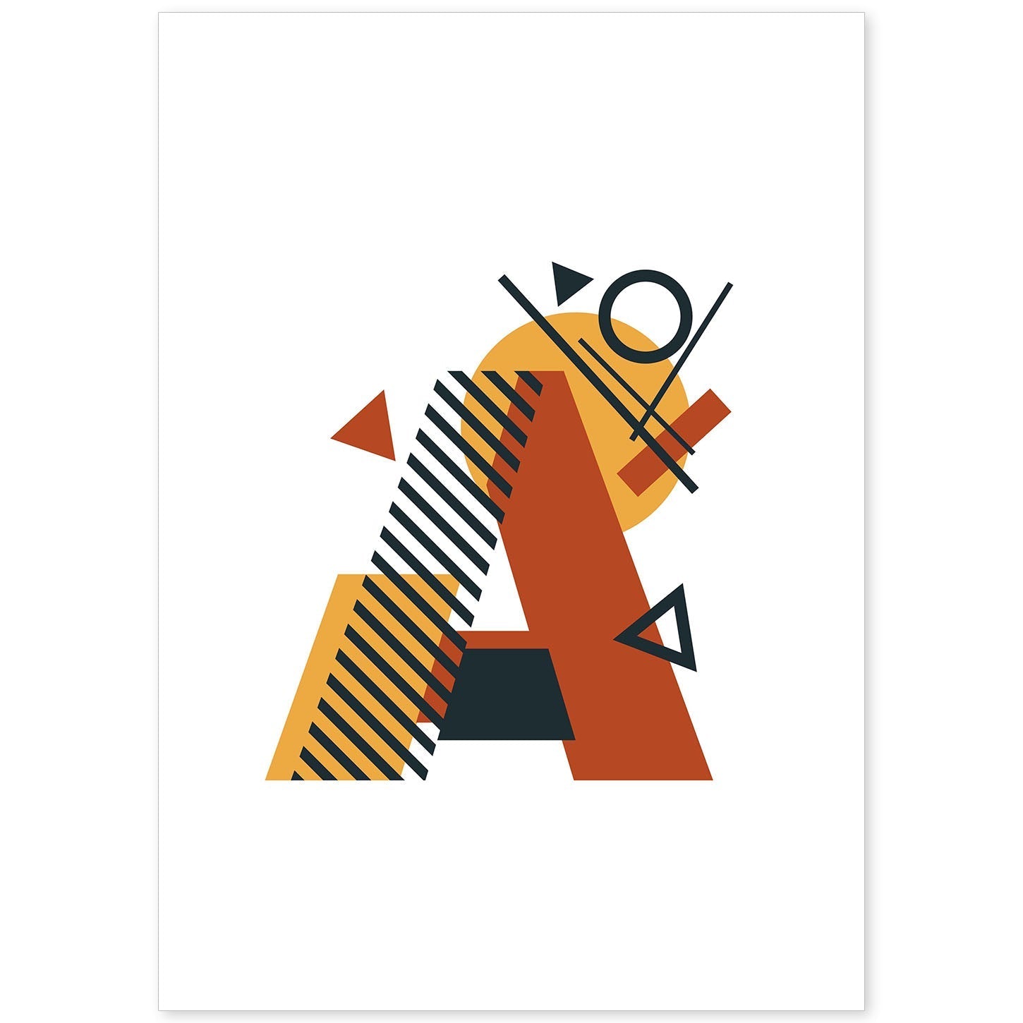 Poster de letra A. Lámina estilo Geometria con formas con imágenes del alfabeto.-Artwork-Nacnic-A4-Sin marco-Nacnic Estudio SL