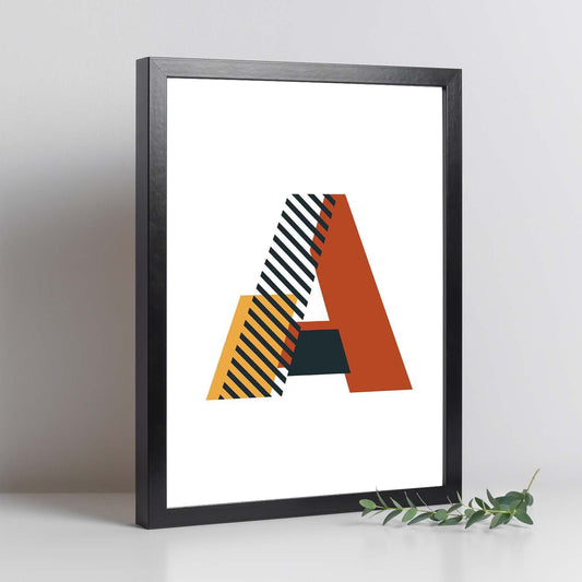 Poster de letra A. Lámina estilo Geometria con imágenes del alfabeto.-Artwork-Nacnic-Nacnic Estudio SL