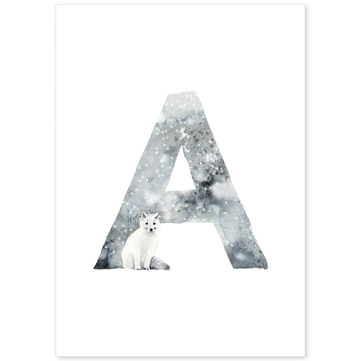 Poster de letra A. Lámina estilo Invierno con imágenes del alfabeto.-Artwork-Nacnic-A4-Sin marco-Nacnic Estudio SL