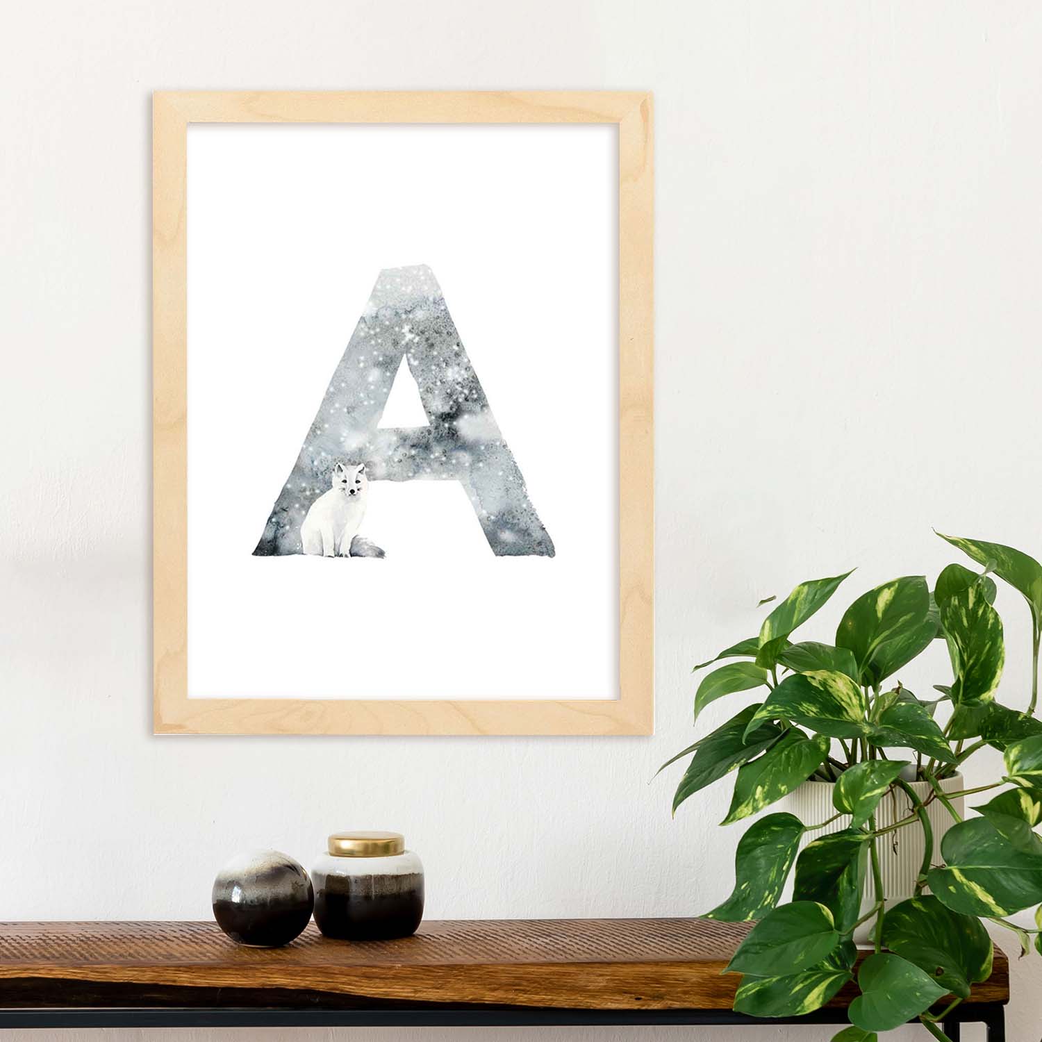 Poster de letra A. Lámina estilo Invierno con imágenes del alfabeto.-Artwork-Nacnic-Nacnic Estudio SL