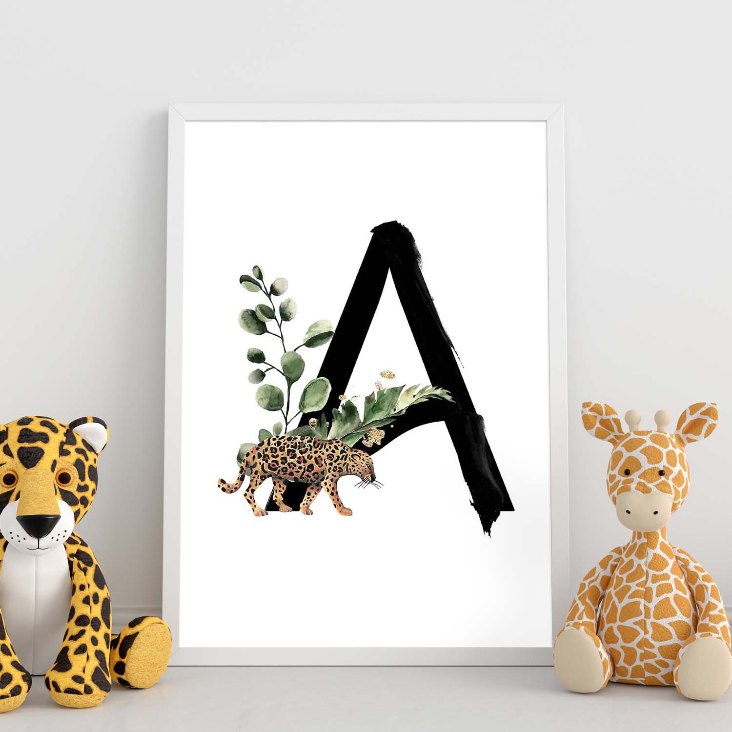 Poster de letra A. Lámina estilo Jungla Negra con imágenes del alfabeto.-Artwork-Nacnic-Nacnic Estudio SL