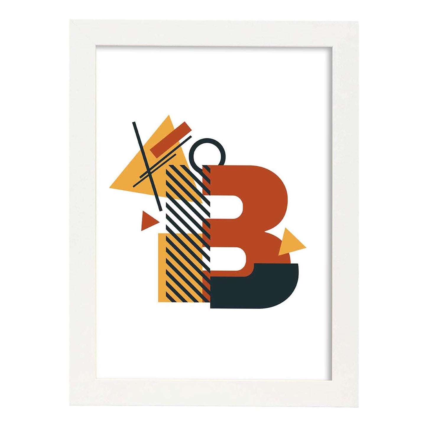Poster de letra B. Lámina estilo Geometria con formas con imágenes del alfabeto.-Artwork-Nacnic-A3-Marco Blanco-Nacnic Estudio SL