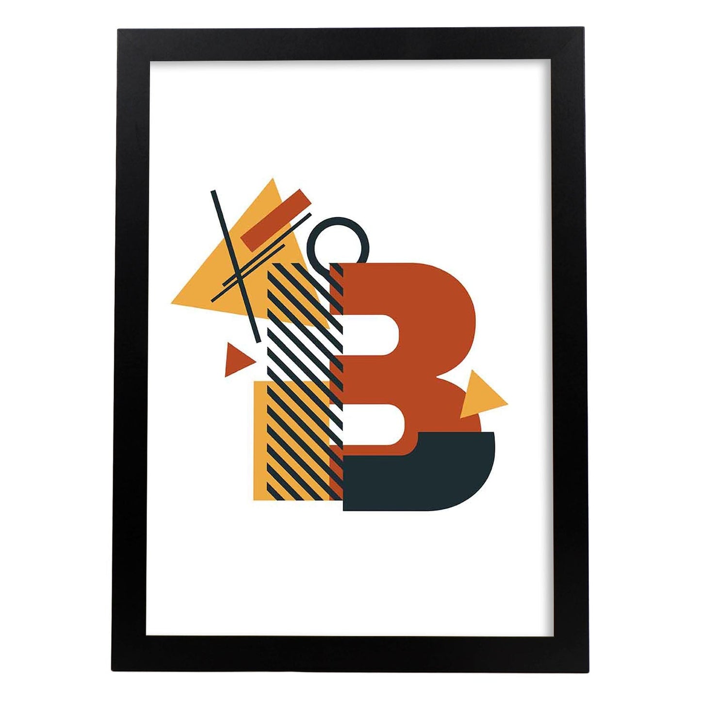 Poster de letra B. Lámina estilo Geometria con formas con imágenes del alfabeto.-Artwork-Nacnic-A3-Marco Negro-Nacnic Estudio SL