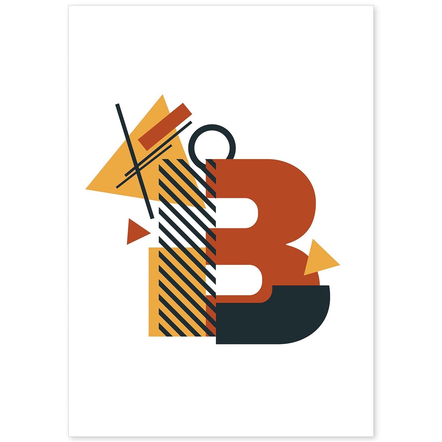 Poster de letra B. Lámina estilo Geometria con formas con imágenes del alfabeto.-Artwork-Nacnic-A4-Sin marco-Nacnic Estudio SL