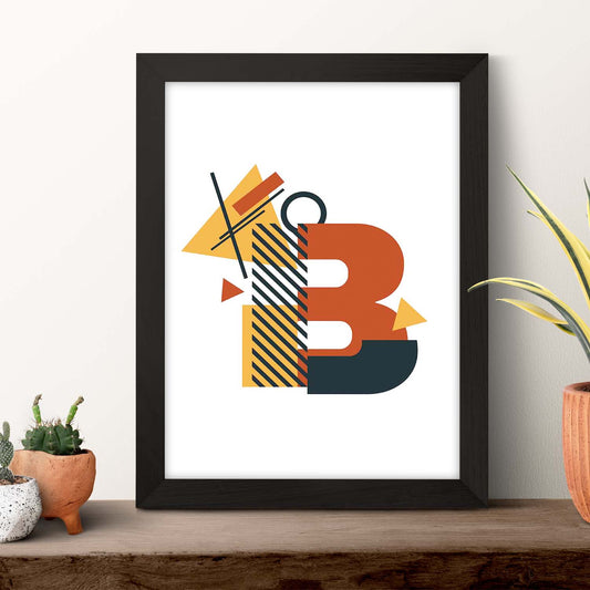 Poster de letra B. Lámina estilo Geometria con formas con imágenes del alfabeto.-Artwork-Nacnic-Nacnic Estudio SL