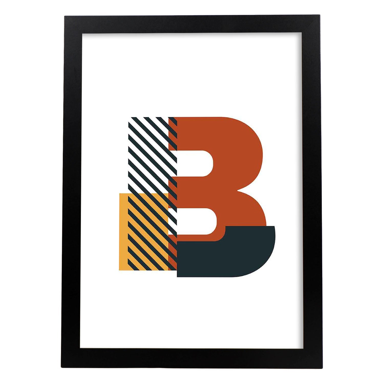 Poster de letra B. Lámina estilo Geometria con imágenes del alfabeto.-Artwork-Nacnic-A3-Marco Negro-Nacnic Estudio SL