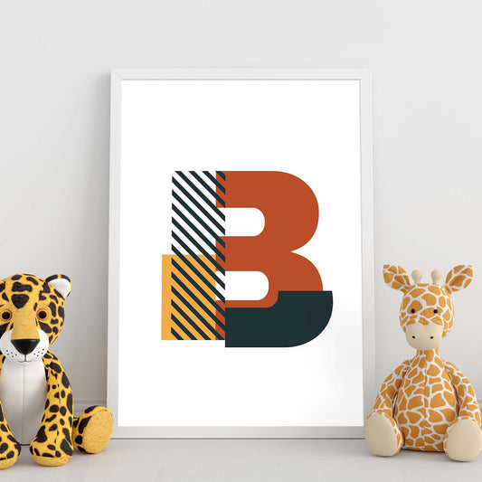 Poster de letra B. Lámina estilo Geometria con imágenes del alfabeto.-Artwork-Nacnic-Nacnic Estudio SL