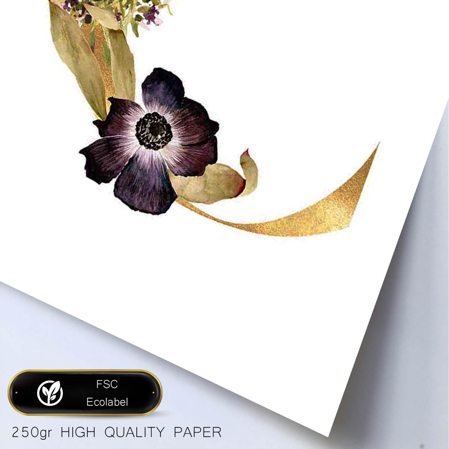 Poster de letra C. Lámina estilo Dorado Floral con imágenes del alfabeto.-Artwork-Nacnic-Nacnic Estudio SL