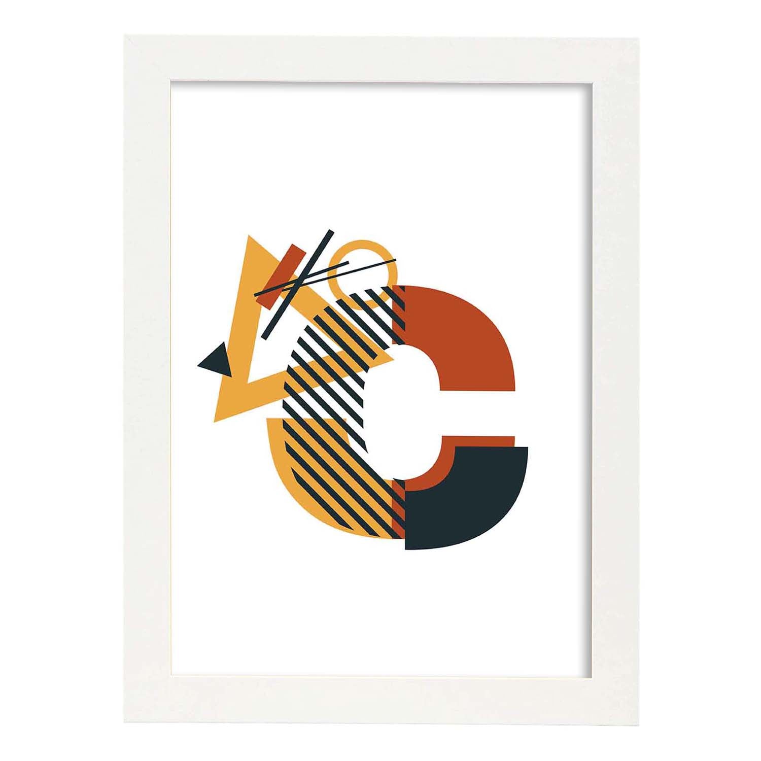 Poster de letra C. Lámina estilo Geometria con formas con imágenes del alfabeto.-Artwork-Nacnic-A3-Marco Blanco-Nacnic Estudio SL