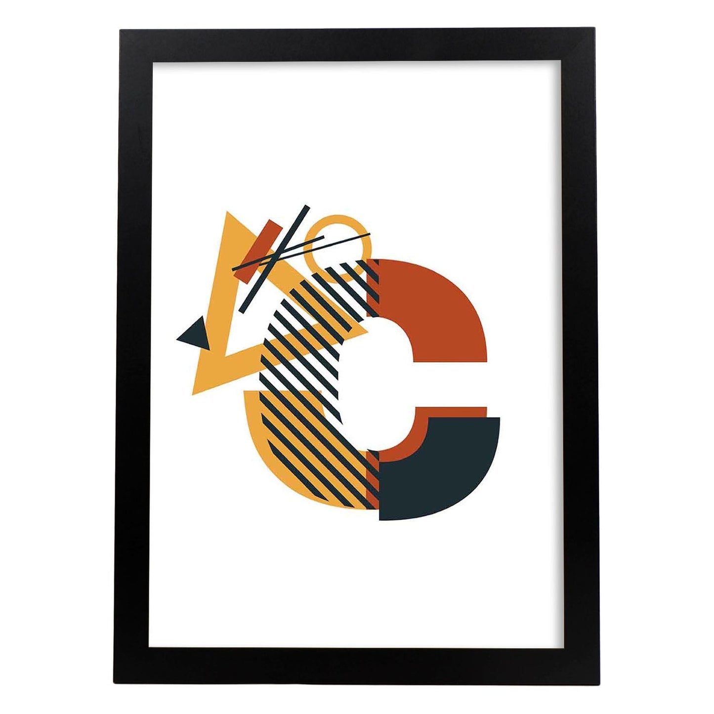 Poster de letra C. Lámina estilo Geometria con formas con imágenes del alfabeto.-Artwork-Nacnic-A3-Marco Negro-Nacnic Estudio SL