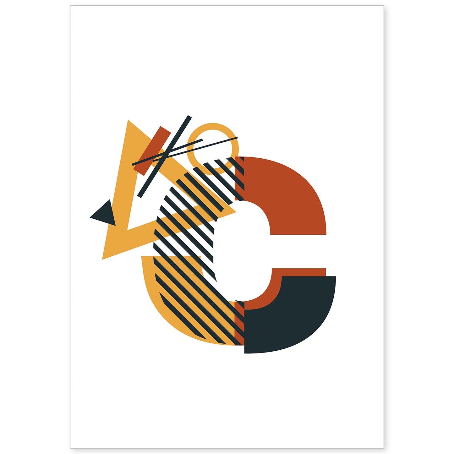 Poster de letra C. Lámina estilo Geometria con formas con imágenes del alfabeto.-Artwork-Nacnic-A4-Sin marco-Nacnic Estudio SL