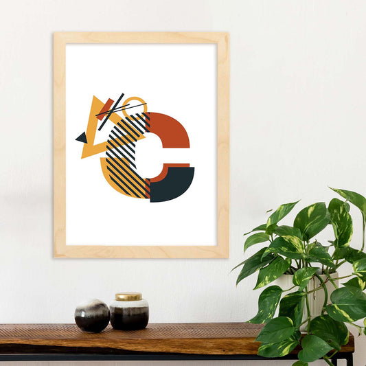 Poster de letra C. Lámina estilo Geometria con formas con imágenes del alfabeto.-Artwork-Nacnic-Nacnic Estudio SL