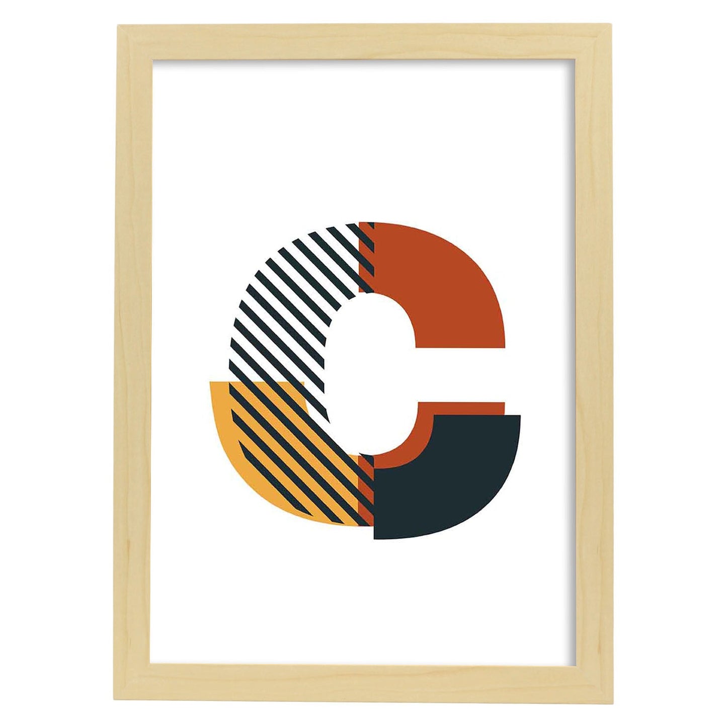 Poster de letra C. Lámina estilo Geometria con imágenes del alfabeto.-Artwork-Nacnic-A3-Marco Madera clara-Nacnic Estudio SL
