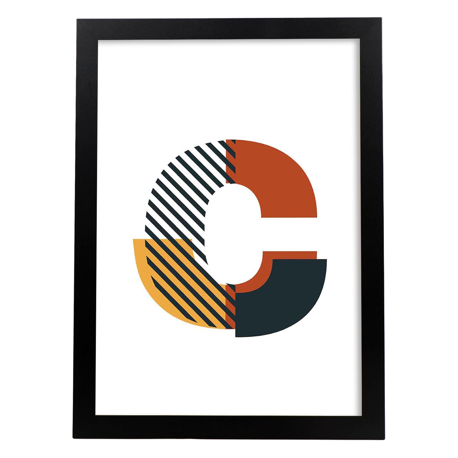 Poster de letra C. Lámina estilo Geometria con imágenes del alfabeto.-Artwork-Nacnic-A3-Marco Negro-Nacnic Estudio SL