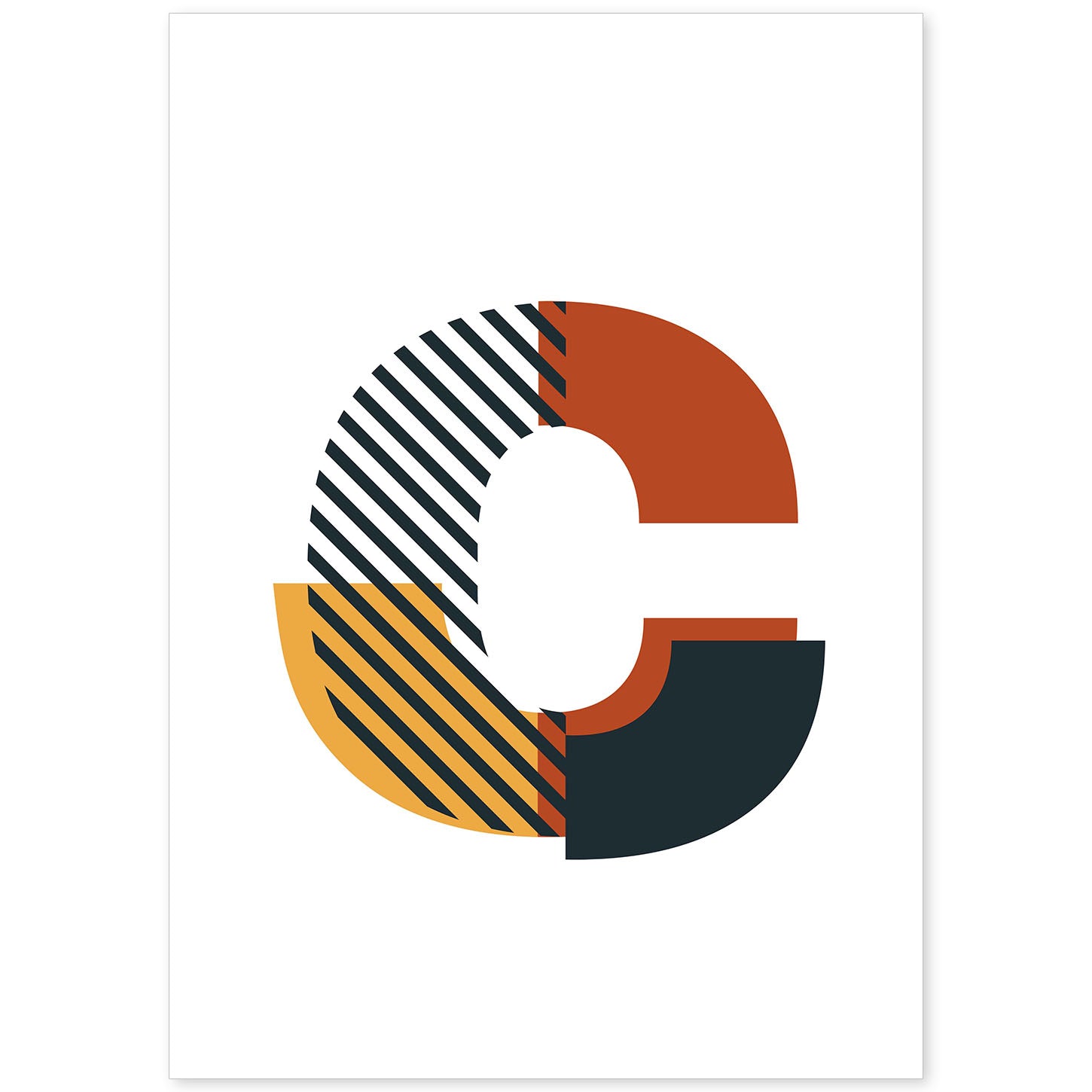 Poster de letra C. Lámina estilo Geometria con imágenes del alfabeto.-Artwork-Nacnic-A4-Sin marco-Nacnic Estudio SL