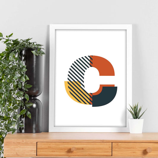 Poster de letra C. Lámina estilo Geometria con imágenes del alfabeto.-Artwork-Nacnic-Nacnic Estudio SL