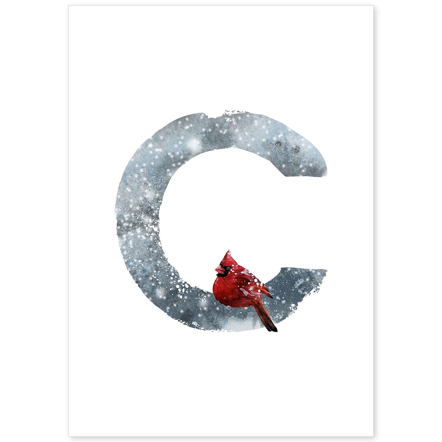 Poster de letra C. Lámina estilo Invierno con imágenes del alfabeto.-Artwork-Nacnic-A4-Sin marco-Nacnic Estudio SL