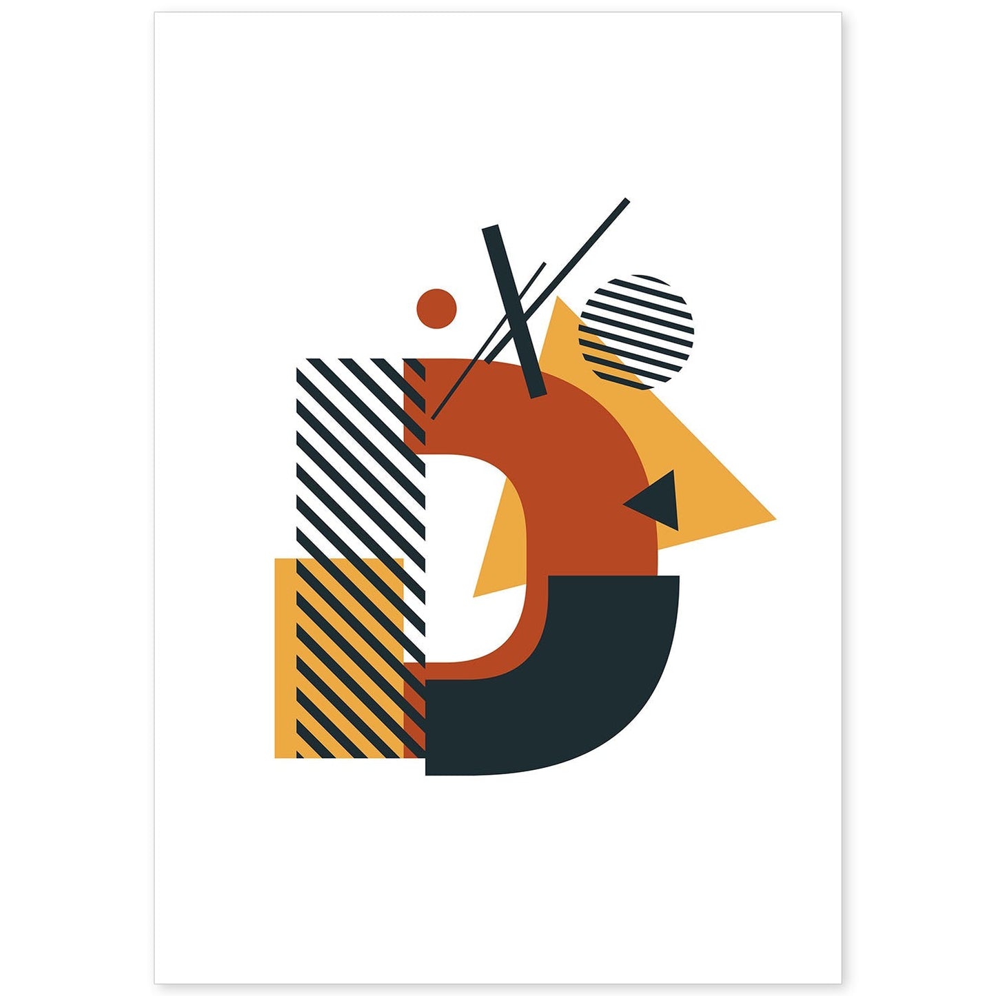 Poster de letra D. Lámina estilo Geometria con formas con imágenes del alfabeto.-Artwork-Nacnic-A4-Sin marco-Nacnic Estudio SL