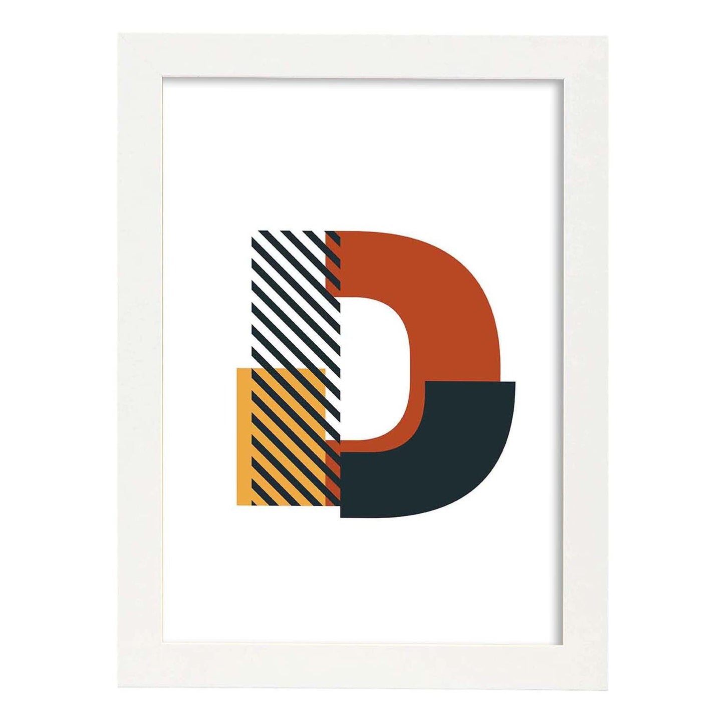 Poster de letra D. Lámina estilo Geometria con imágenes del alfabeto.-Artwork-Nacnic-A3-Marco Blanco-Nacnic Estudio SL