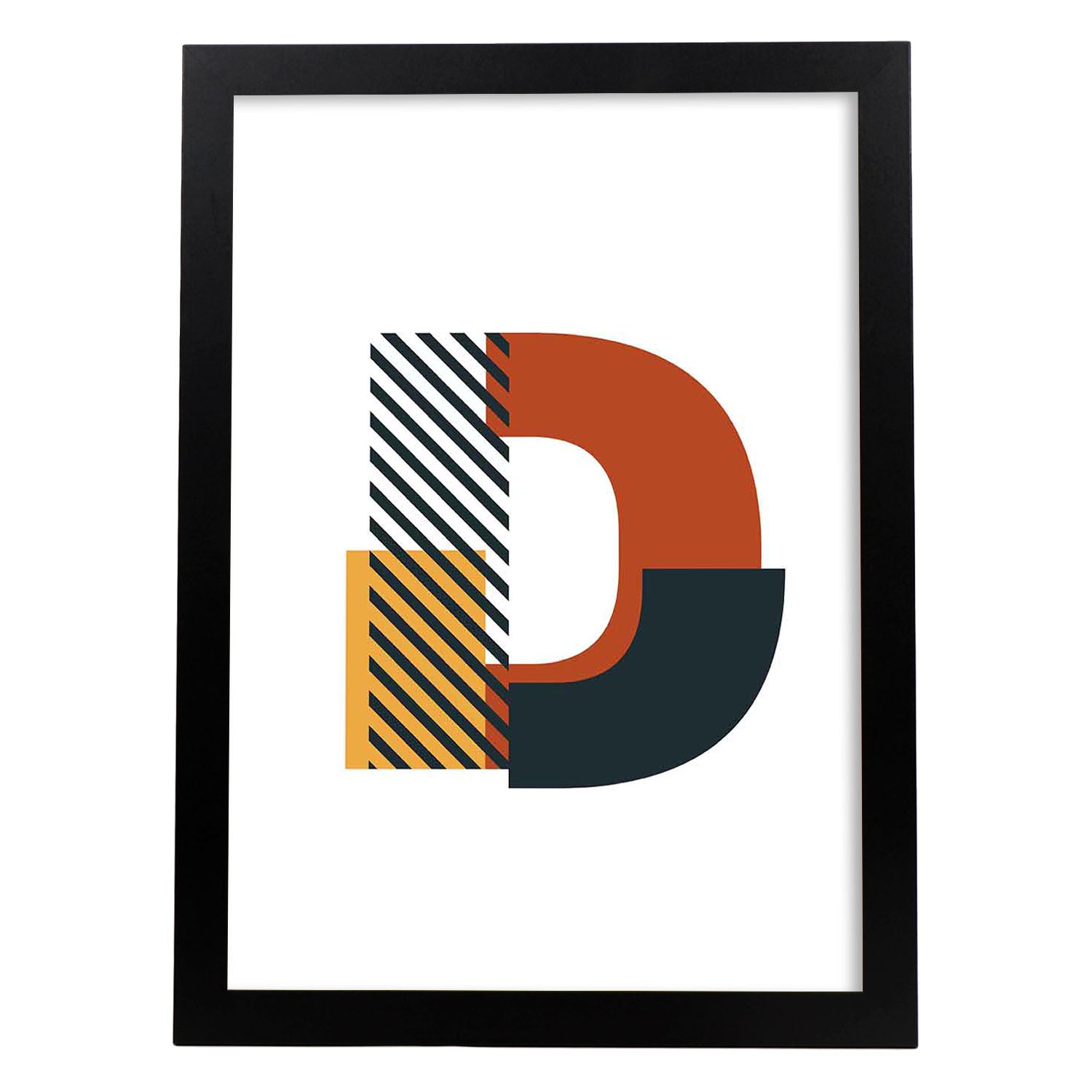 Poster de letra D. Lámina estilo Geometria con imágenes del alfabeto.-Artwork-Nacnic-A3-Marco Negro-Nacnic Estudio SL
