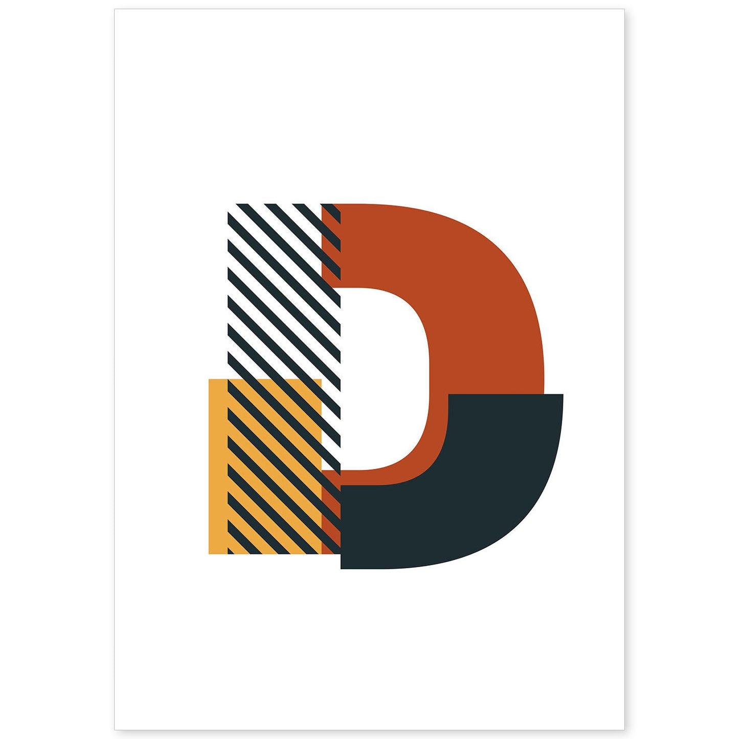 Poster de letra D. Lámina estilo Geometria con imágenes del alfabeto.-Artwork-Nacnic-A4-Sin marco-Nacnic Estudio SL
