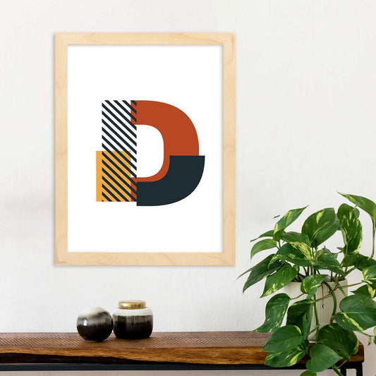 Poster de letra D. Lámina estilo Geometria con imágenes del alfabeto.-Artwork-Nacnic-Nacnic Estudio SL