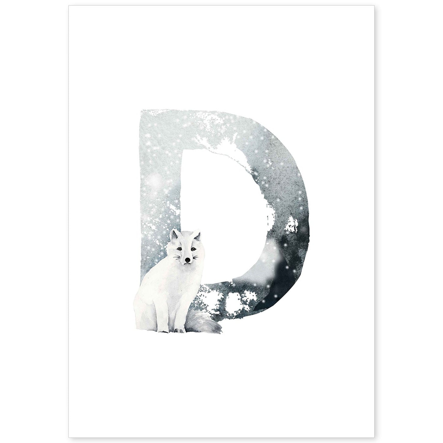Poster de letra D. Lámina estilo Invierno con imágenes del alfabeto.-Artwork-Nacnic-A4-Sin marco-Nacnic Estudio SL