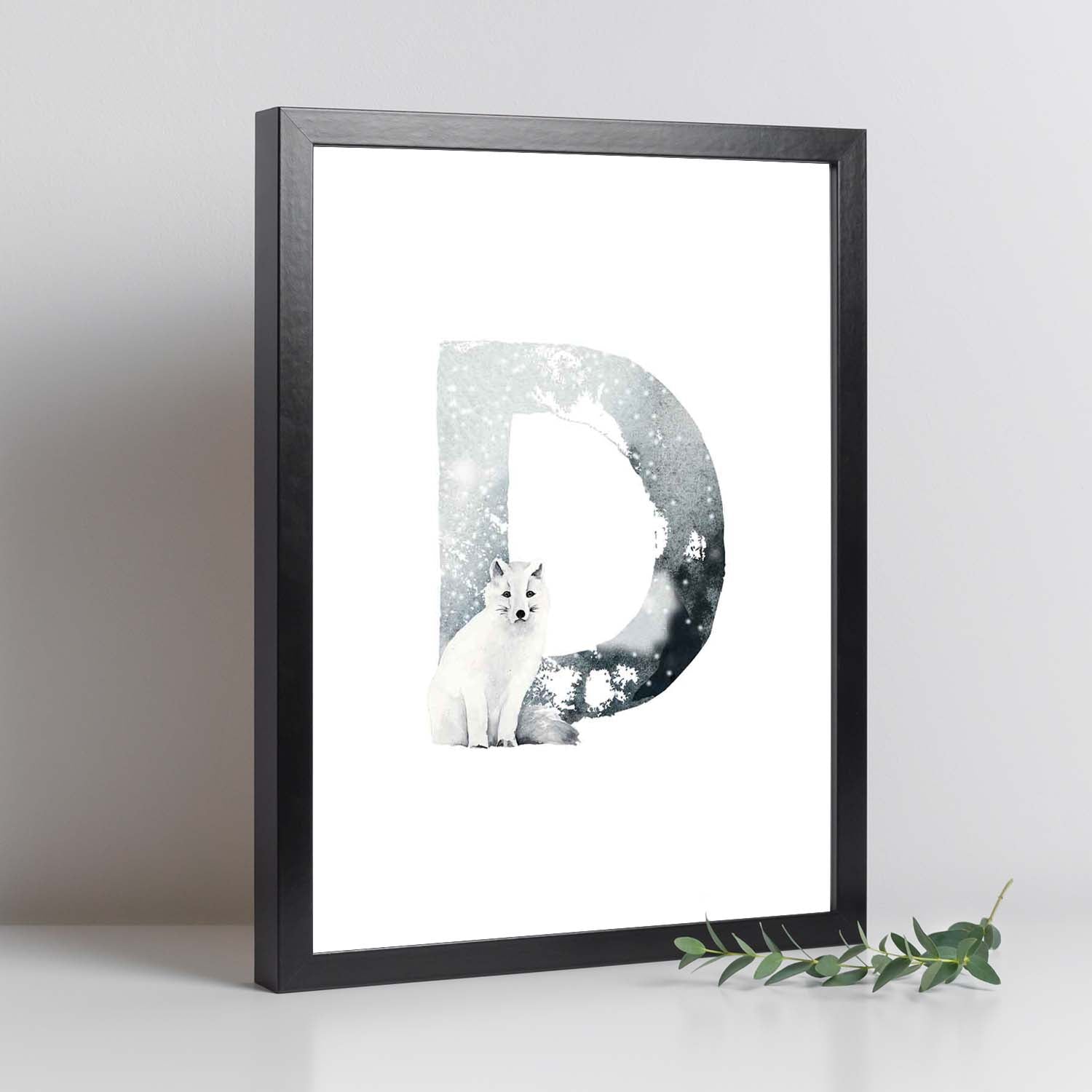 Poster de letra D. Lámina estilo Invierno con imágenes del alfabeto.-Artwork-Nacnic-Nacnic Estudio SL