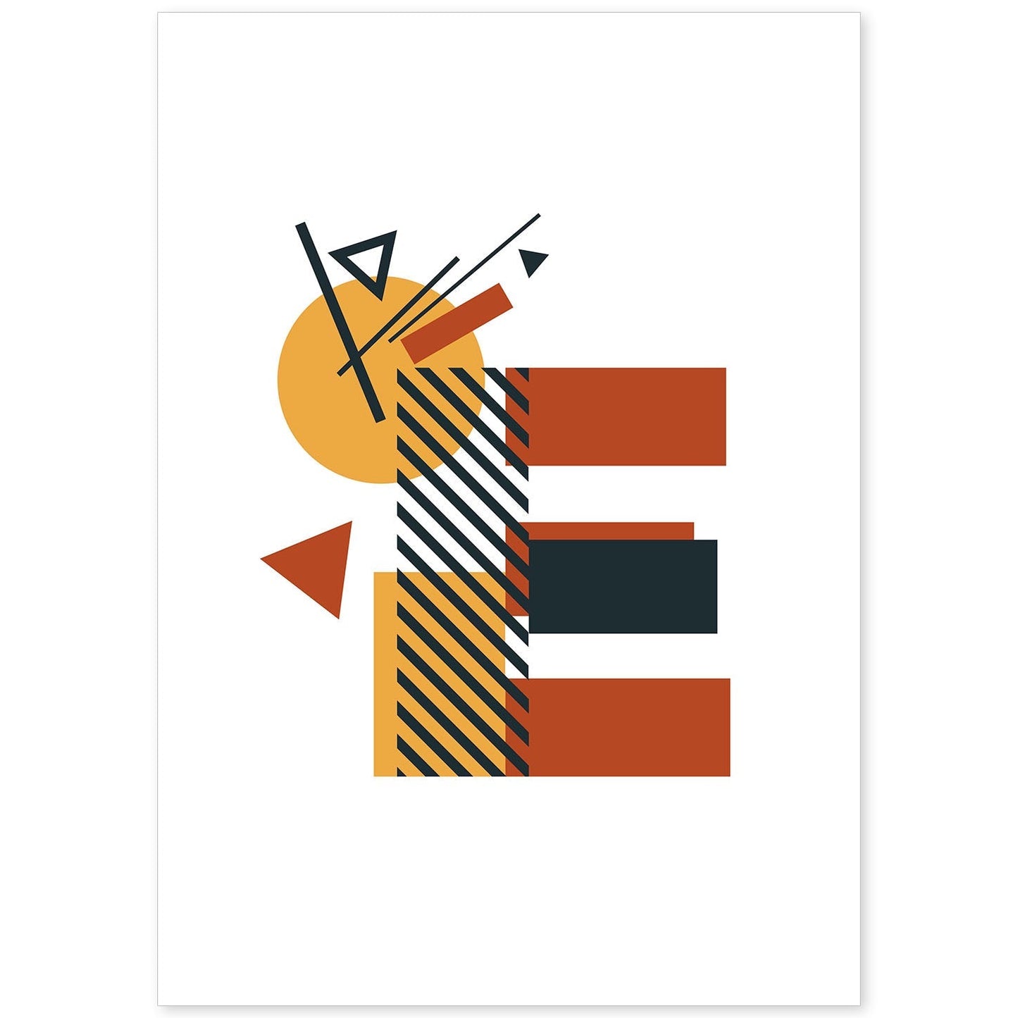 Poster de letra E. Lámina estilo Geometria con formas con imágenes del alfabeto.-Artwork-Nacnic-A4-Sin marco-Nacnic Estudio SL