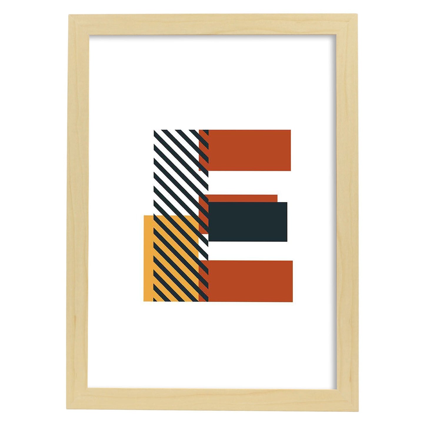 Poster de letra E. Lámina estilo Geometria con imágenes del alfabeto.-Artwork-Nacnic-A3-Marco Madera clara-Nacnic Estudio SL