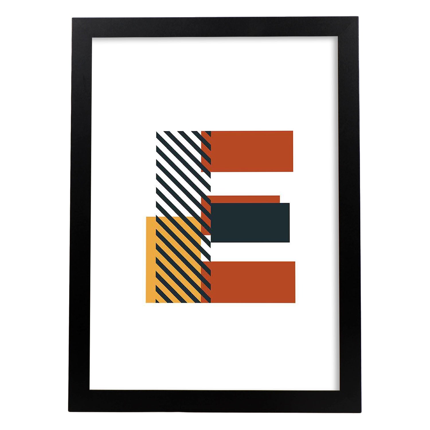 Poster de letra E. Lámina estilo Geometria con imágenes del alfabeto.-Artwork-Nacnic-A3-Marco Negro-Nacnic Estudio SL