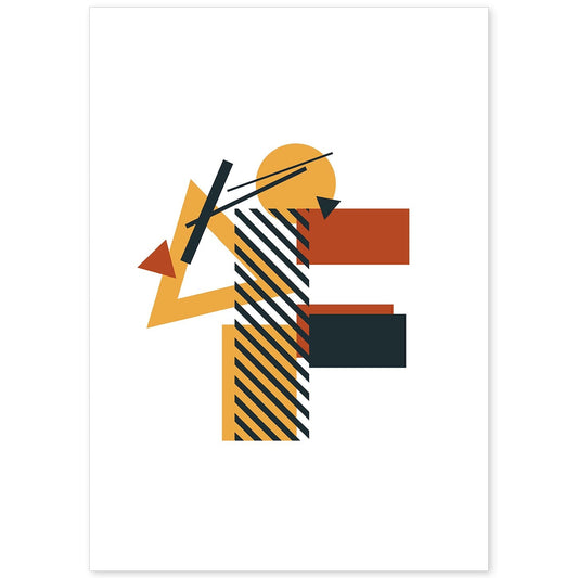 Poster de letra F. Lámina estilo Geometria con formas con imágenes del alfabeto.-Artwork-Nacnic-A4-Sin marco-Nacnic Estudio SL